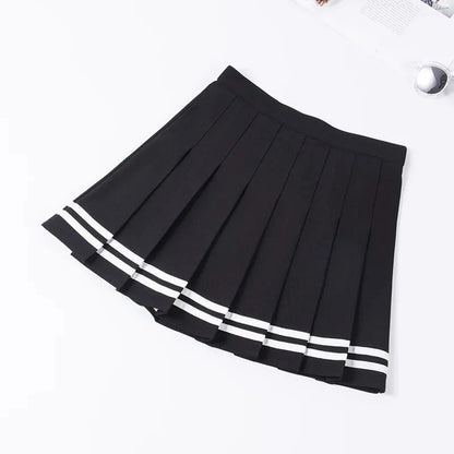 kawaiies-softtoys-plushies-kawaii-plush-Preppy Pleated Striped Tennis Black Pink Navy White Mini Skirt Apparel 