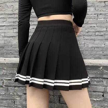 kawaiies-softtoys-plushies-kawaii-plush-Preppy Pleated Striped Tennis Black Pink Navy White Mini Skirt Apparel 