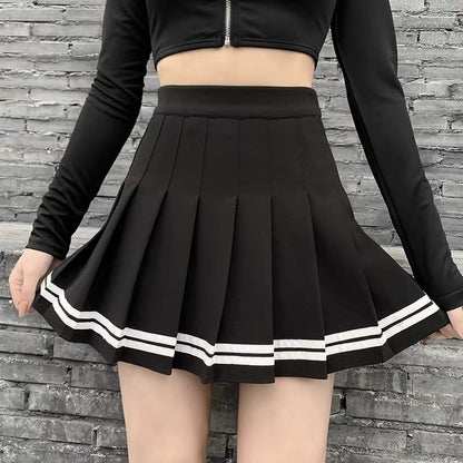 kawaiies-softtoys-plushies-kawaii-plush-Preppy Pleated Striped Tennis Black Pink Navy White Mini Skirt Apparel 