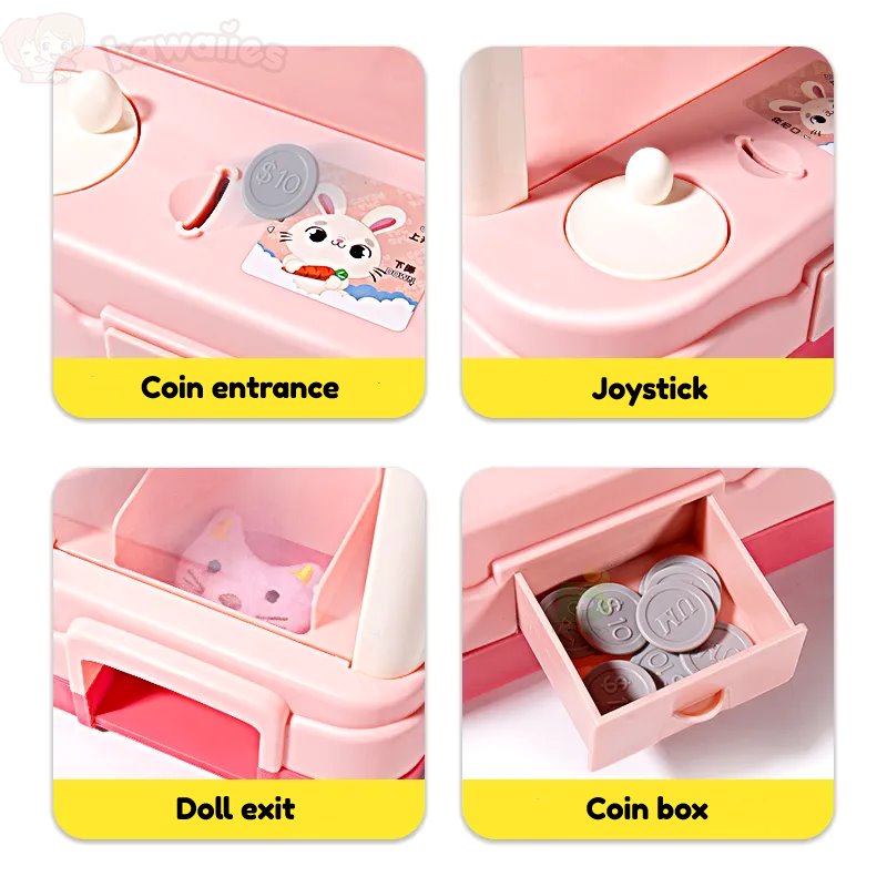 kawaiies-softtoys-plushies-kawaii-plush-Prize Claw Bunny & Bear Mini Claw Machine | NEW Toys 