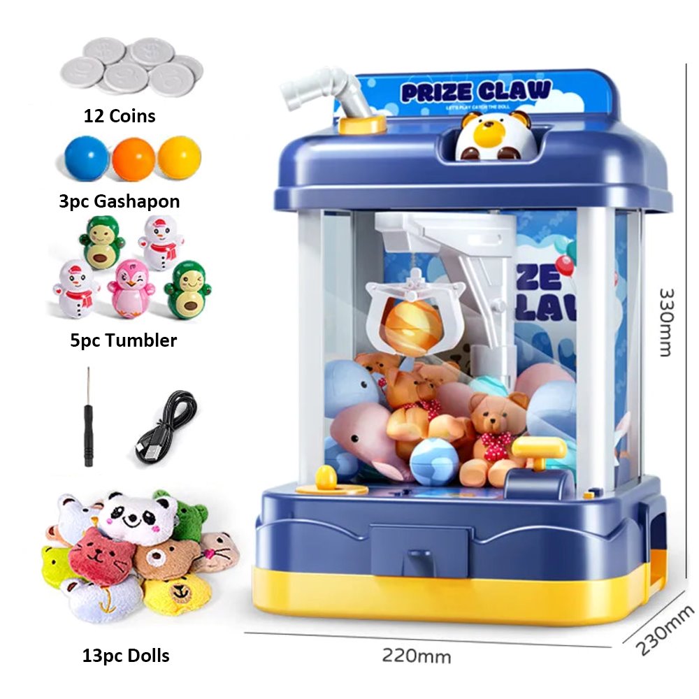 kawaiies-softtoys-plushies-kawaii-plush-Prize Claw Bunny & Bear Mini Claw Machine | NEW Toys Blue Claw Machine +21pc 