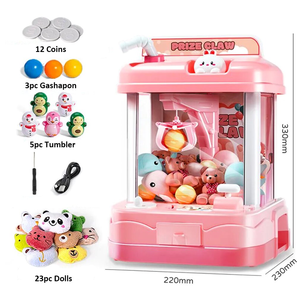 kawaiies-softtoys-plushies-kawaii-plush-Prize Claw Bunny & Bear Mini Claw Machine | NEW Toys Pink Claw Machine +31pc 