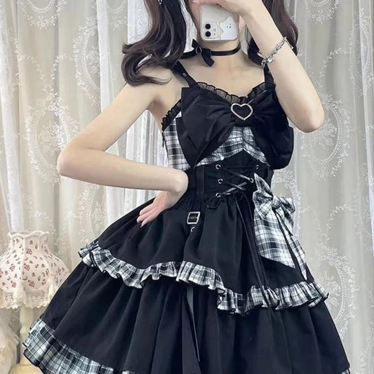 kawaiies-softtoys-plushies-kawaii-plush-Punk Princess Gothic Lolita Black Red Women's Dress Apparel 