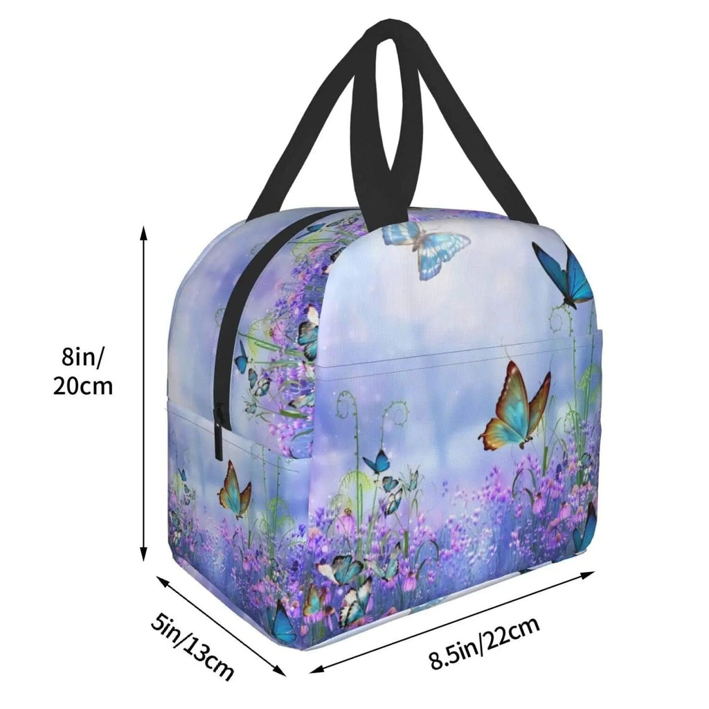 kawaiies-softtoys-plushies-kawaii-plush-Purple Butterfly Flowers Insulated Lunch Bag Bag 