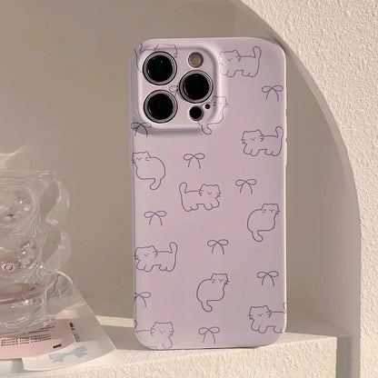 kawaiies-softtoys-plushies-kawaii-plush-Purple Kitten Patterned iPhone Case Accessories 