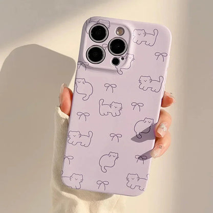 kawaiies-softtoys-plushies-kawaii-plush-Purple Kitten Patterned iPhone Case Accessories iPhone X 