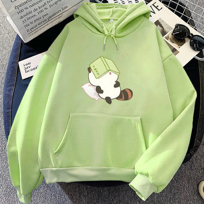 kawaiies-softtoys-plushies-kawaii-plush-Raccoon Sleeping and Studying Unisex Hoodies Apparel 