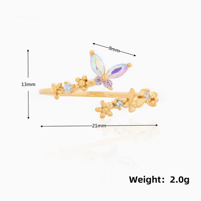 kawaiies-softtoys-plushies-kawaii-plush-Rainbow Butterfly Floral Gold-plated Adjustable Ring Ring 
