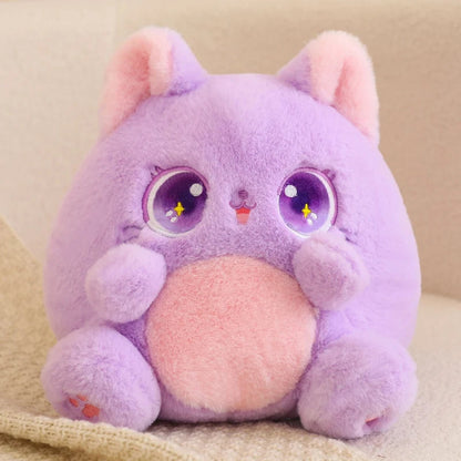 kawaiies-softtoys-plushies-kawaii-plush-Rainbow Fluffy Cat Squad Ball Plushies Soft toy Purple 10in / 25cm 
