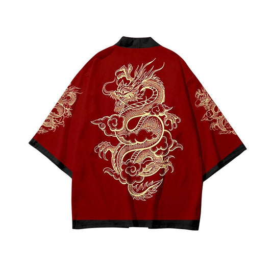 kawaiies-softtoys-plushies-kawaii-plush-Red Black Golden Dragon Outlined Unisex Kimono Kimono 