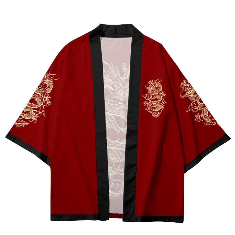 kawaiies-softtoys-plushies-kawaii-plush-Red Black Golden Dragon Outlined Unisex Kimono Kimono 