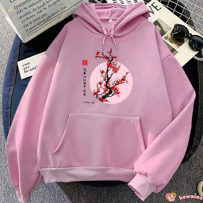 kawaiies-softtoys-plushies-kawaii-plush-Red Sakura Branch Moon Unisex Hoodie Apparel 