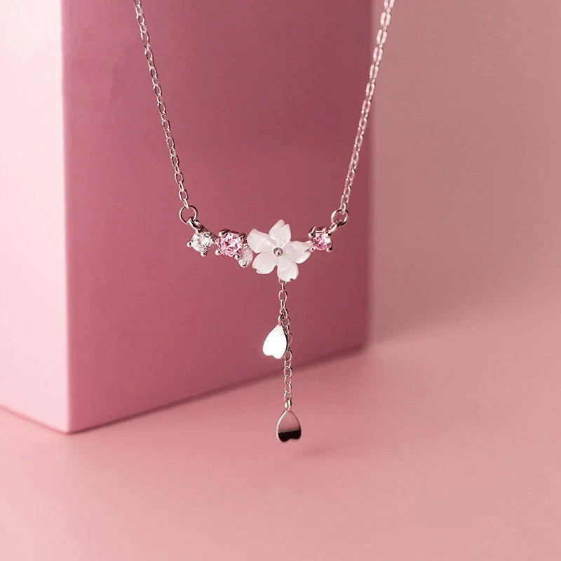 kawaiies-softtoys-plushies-kawaii-plush-Romantic Sakura Cherry Blossoms Flower Necklace Jewelry Heart Drops 