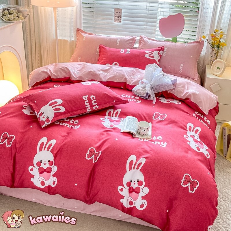 kawaiies-softtoys-plushies-kawaii-plush-Romantic Sweet Bunnies Bedding Set Bedding Sets 