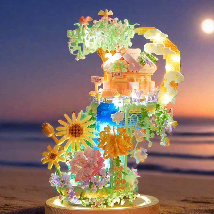 kawaiies-softtoys-plushies-kawaii-plush-Romantic Waterfall Orchard Villa Micro Building Blocks With Light Build it 