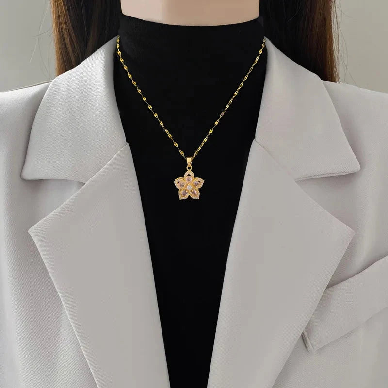kawaiies-softtoys-plushies-kawaii-plush-Rotatable Sakura Flower Pendant Necklace Jewelry 