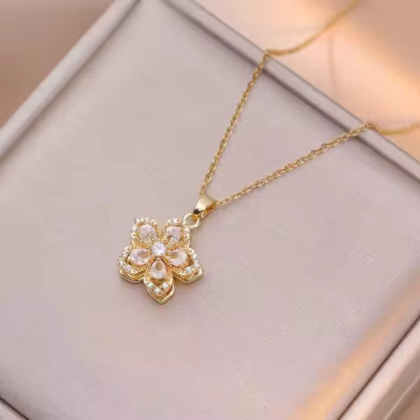 kawaiies-softtoys-plushies-kawaii-plush-Rotatable Sakura Flower Pendant Necklace Jewelry White 