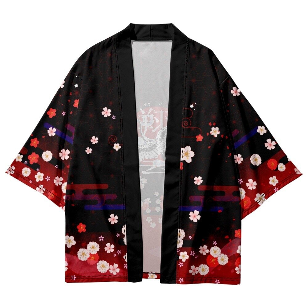 kawaiies-softtoys-plushies-kawaii-plush-Royal White Crane Blood Moon Sakura Unisex Kimono Kimono 