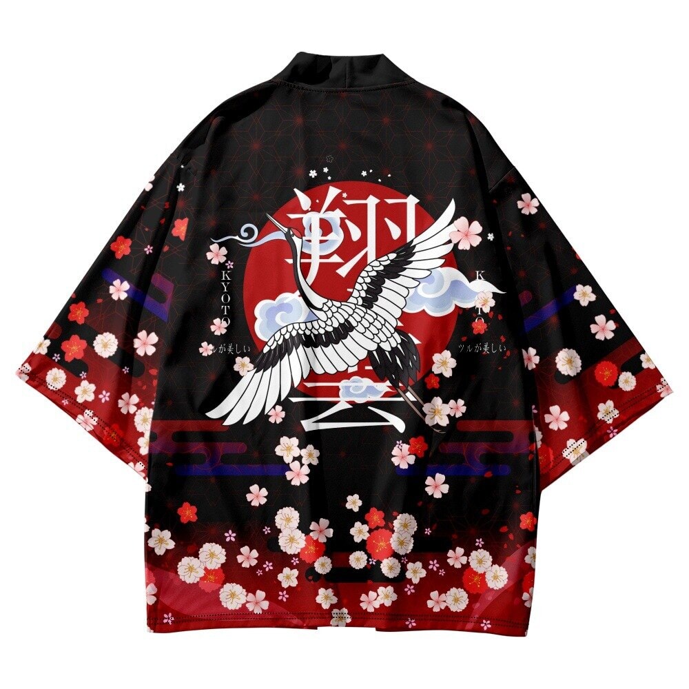 kawaiies-softtoys-plushies-kawaii-plush-Royal White Crane Blood Moon Sakura Unisex Kimono Kimono 