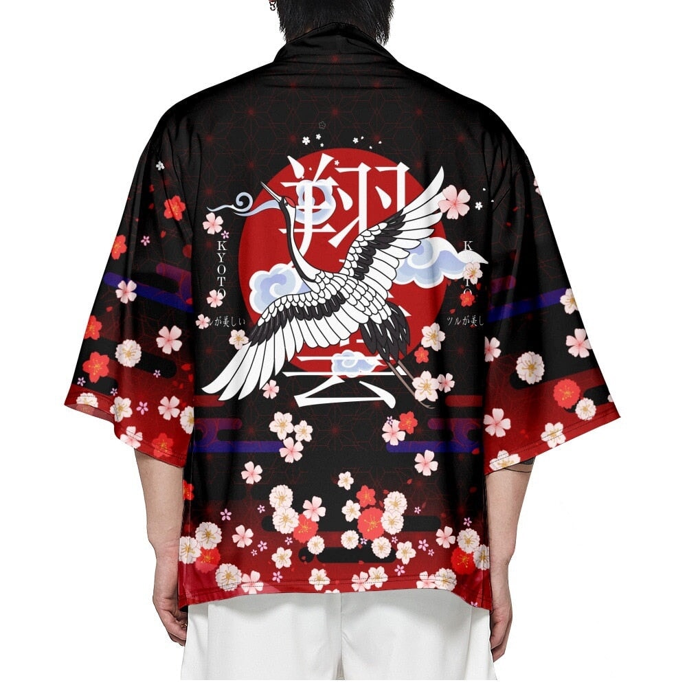 kawaiies-softtoys-plushies-kawaii-plush-Royal White Crane Blood Moon Sakura Unisex Kimono Kimono S 
