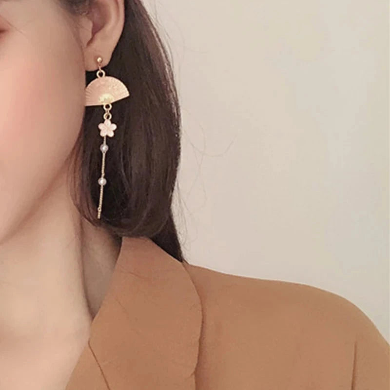 kawaiies-softtoys-plushies-kawaii-plush-Sakura Cat & Fan Drop Earrings Jewelry 