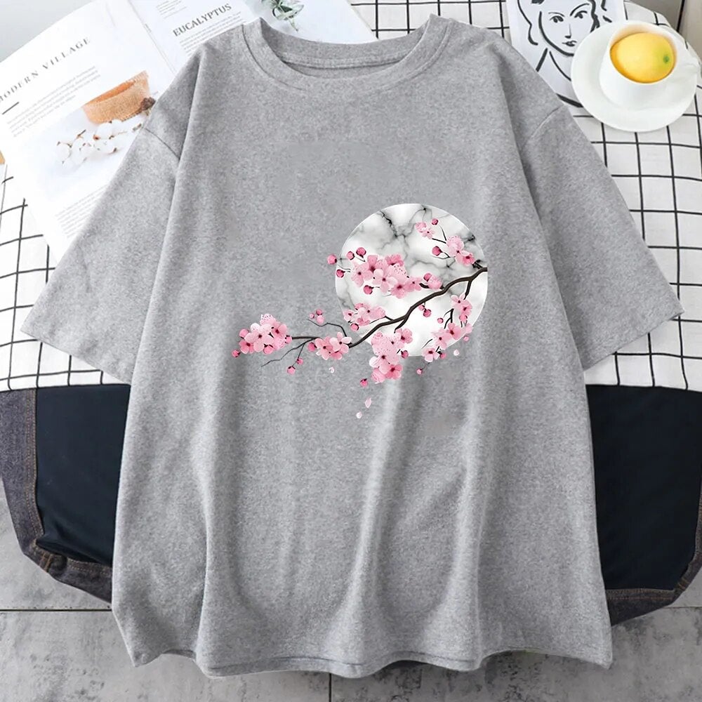 kawaiies-softtoys-plushies-kawaii-plush-Sakura Cherry Blossom Full Moon Cotton Tee Apparel 