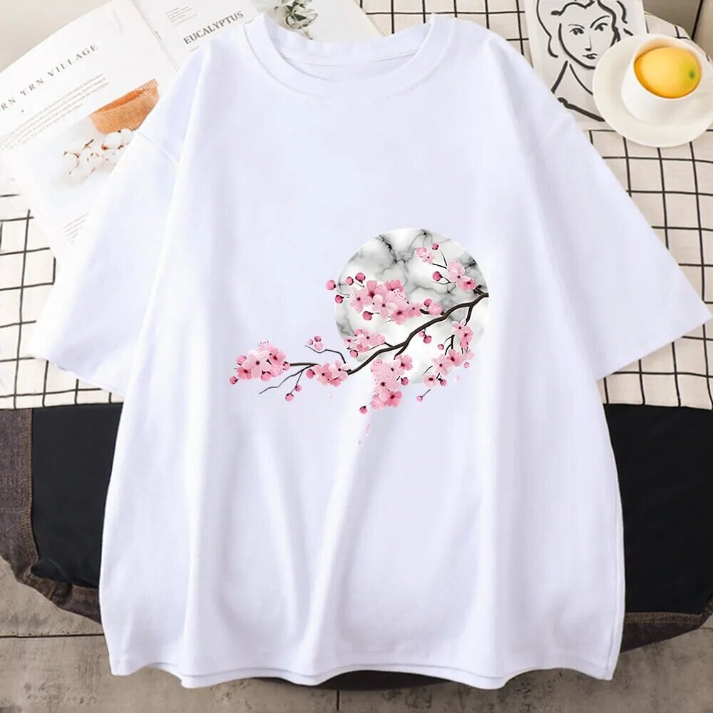 kawaiies-softtoys-plushies-kawaii-plush-Sakura Cherry Blossom Full Moon Cotton Tee Apparel 