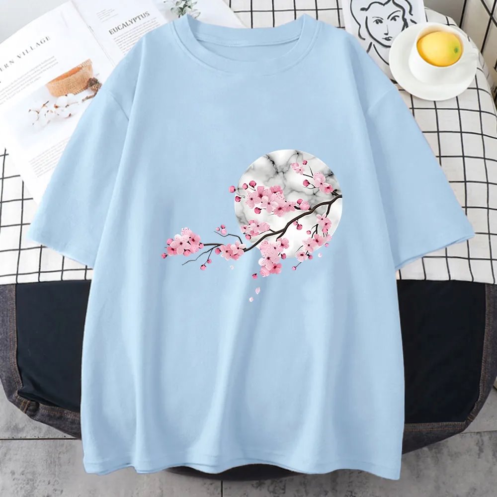 kawaiies-softtoys-plushies-kawaii-plush-Sakura Cherry Blossom Full Moon Cotton Tee Apparel 