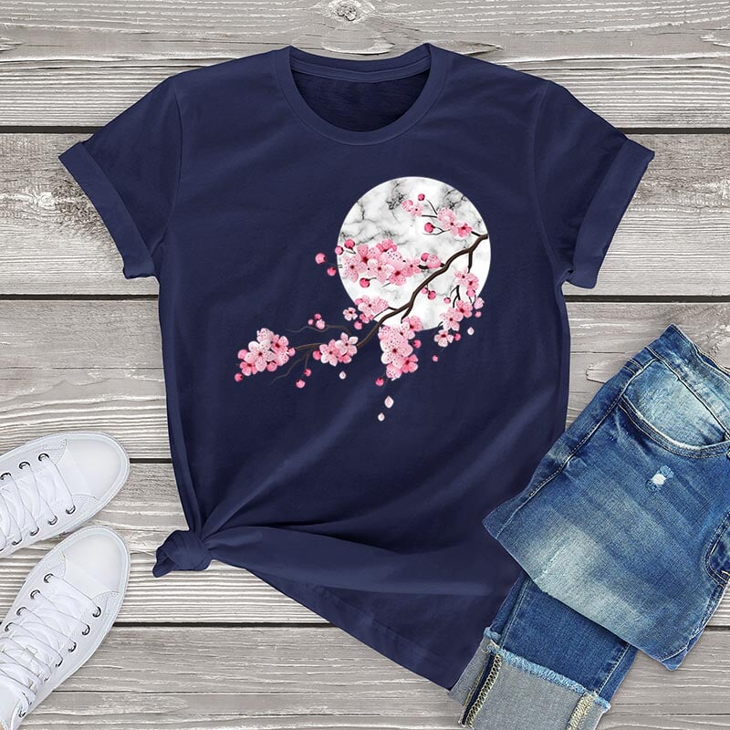 kawaiies-softtoys-plushies-kawaii-plush-Sakura Cherry Blossom Full Moon Cotton Tee Apparel 