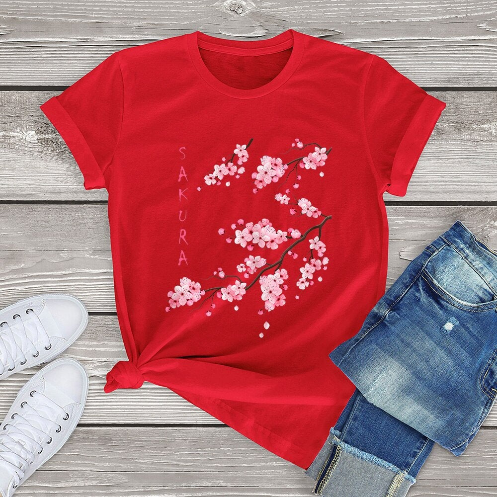 kawaiies-softtoys-plushies-kawaii-plush-Sakura Cherry Blossom Tee Tops Red XS 