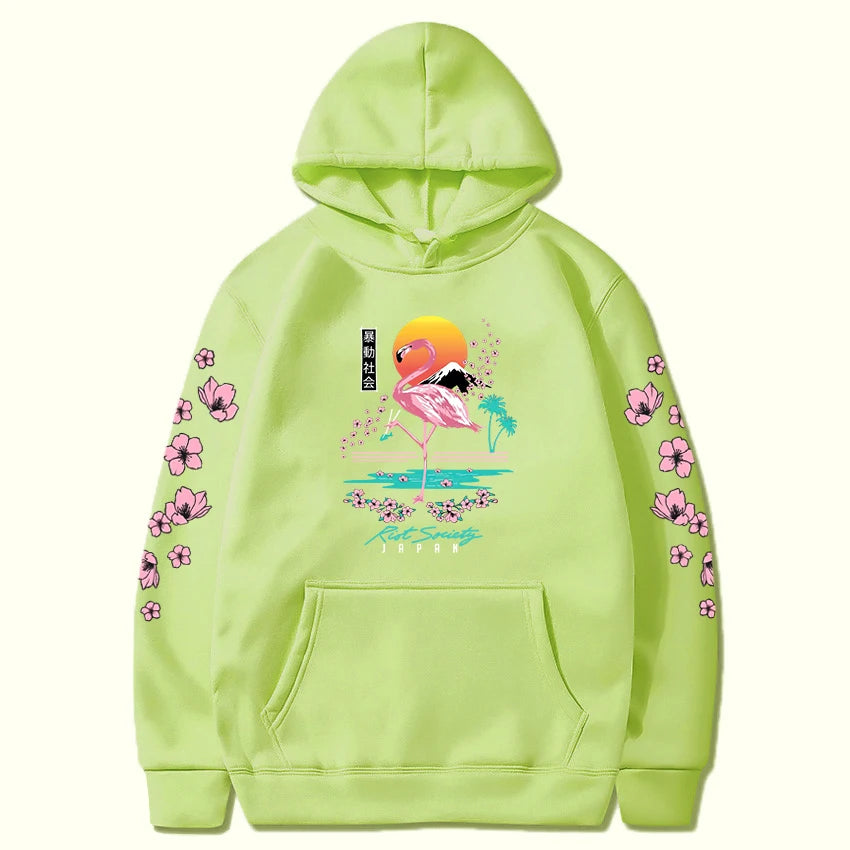 Sakura Flamingo Sunset Unisex Hoodie Kawaiies