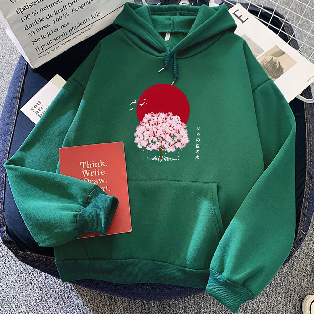 Sakura Tree Blood Red Moon Unisex Hoodie Kawaiies