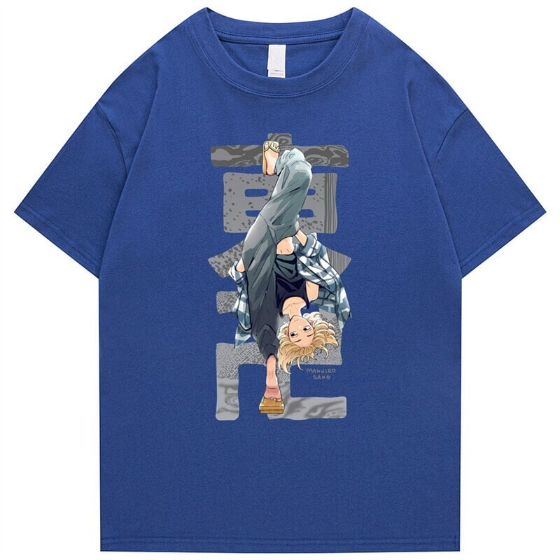 kawaiies-softtoys-plushies-kawaii-plush-Sano Manjiro East Manji Print Tee Tops Blue S 