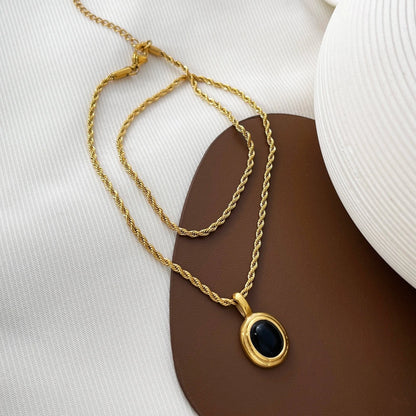 kawaiies-softtoys-plushies-kawaii-plush-Selene Oval Pendant Necklace Jewelry Black 