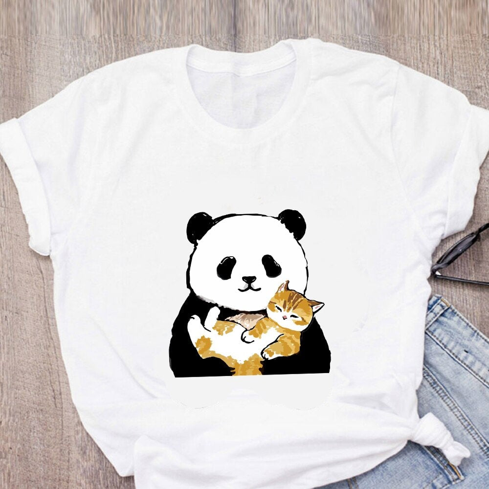 kawaiies-softtoys-plushies-kawaii-plush-Shark Cat and Buddies Tee Tops White Panda S 