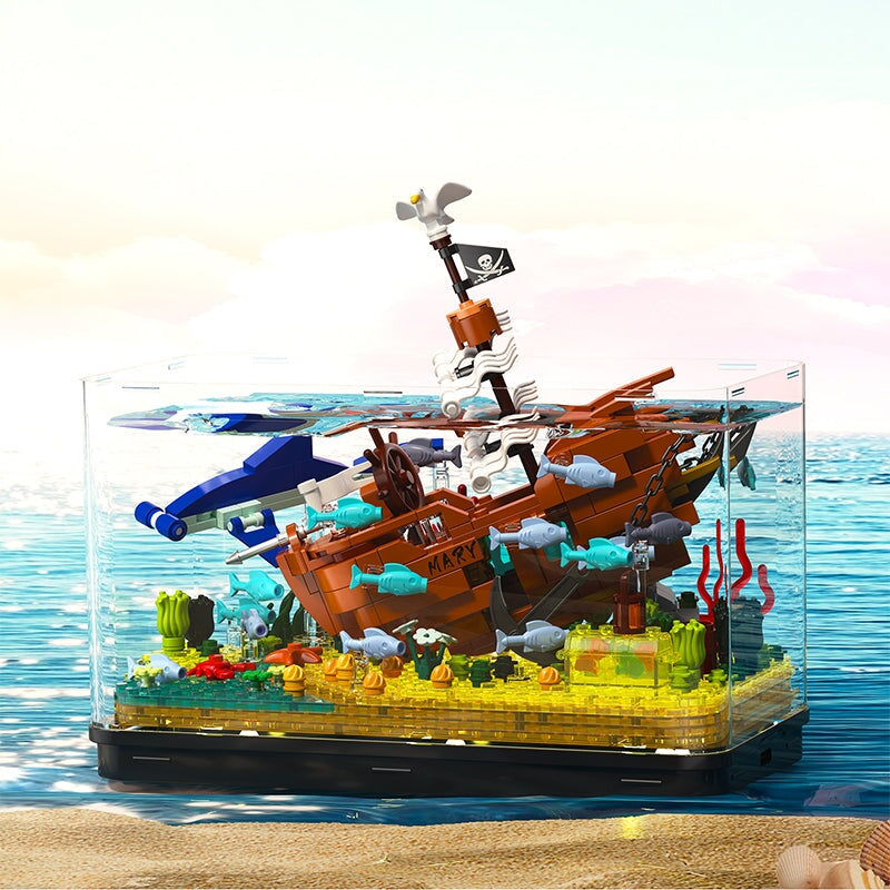 kawaiies-softtoys-plushies-kawaii-plush-Shipwreck Aquarium Tank Light up Micro Building Set Build it 