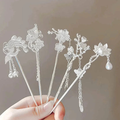 kawaiies-softtoys-plushies-kawaii-plush-Silver Peacock Tassel Chinese Style Hair Pin Accessories 