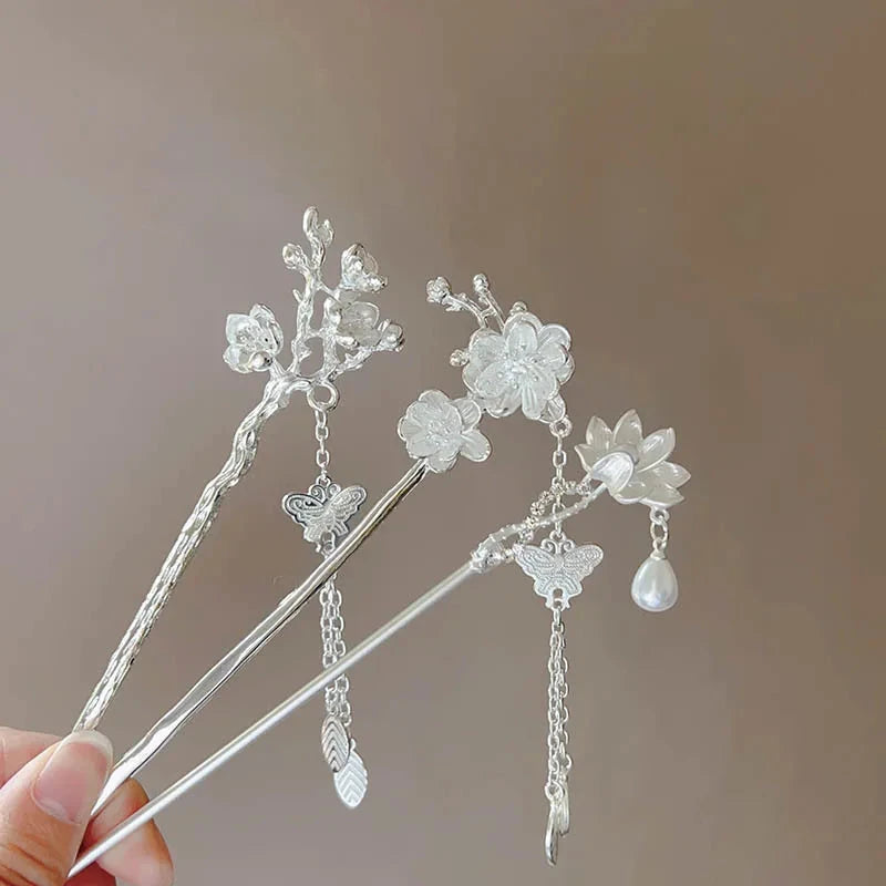 kawaiies-softtoys-plushies-kawaii-plush-Silver Peacock Tassel Chinese Style Hair Pin Accessories 