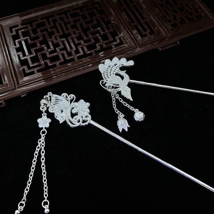 kawaiies-softtoys-plushies-kawaii-plush-Silver Peacock Tassel Chinese Style Hair Pin Accessories 