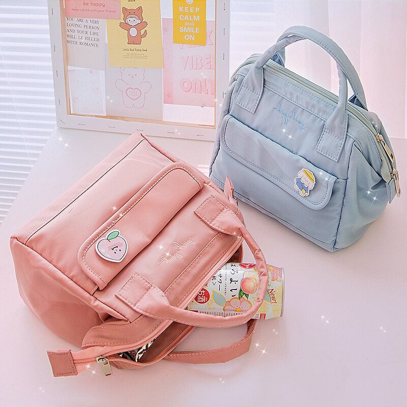 kawaiies-softtoys-plushies-kawaii-plush-Simple Pink Blue Green Waterproof Lunch Bag | NEW Bag 
