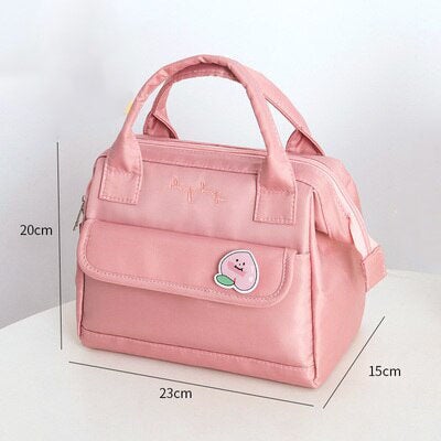 kawaiies-softtoys-plushies-kawaii-plush-Simple Pink Blue Green Waterproof Lunch Bag | NEW Bag Pink 