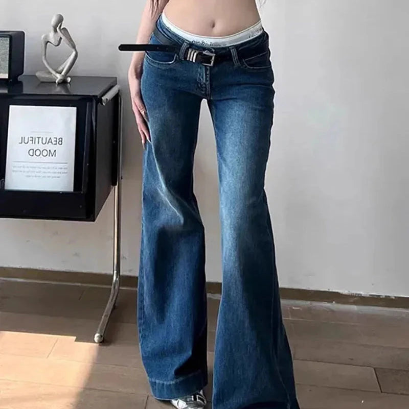 kawaiies-softtoys-plushies-kawaii-plush-Skyline Low Rise Flare Women's Blue Jeans Apparel 