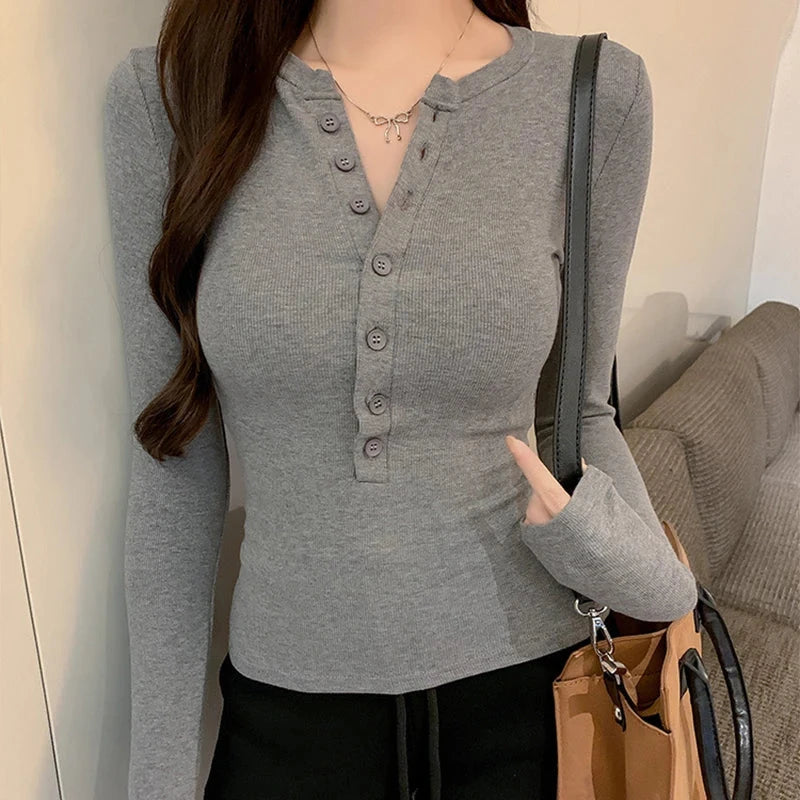 kawaiies-softtoys-plushies-kawaii-plush-Sleek Slim Fit Ribbed Button-Up Long Sleeve Top Apparel 