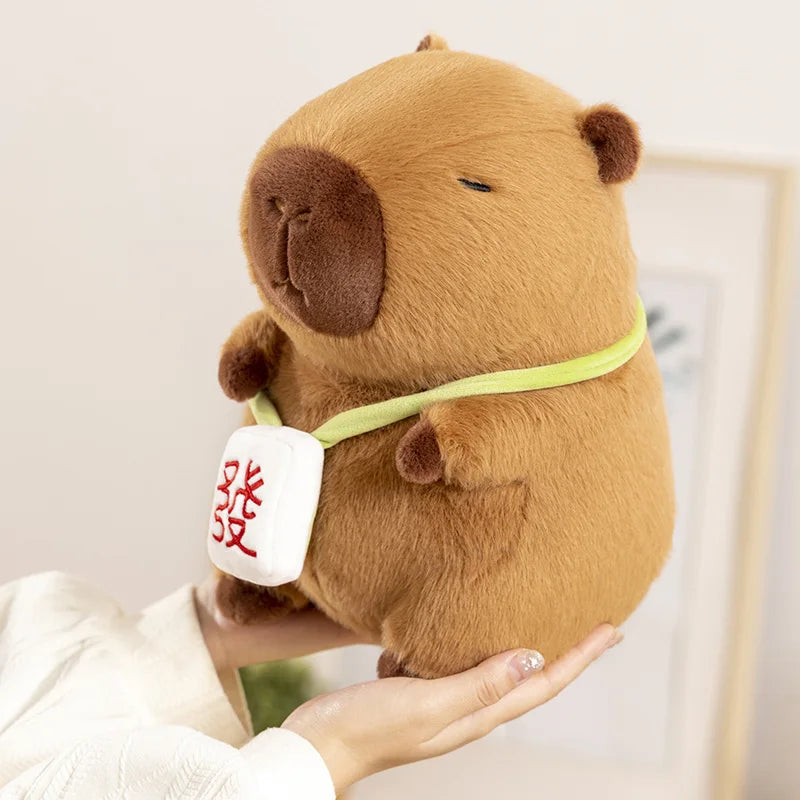 kawaiies-softtoys-plushies-kawaii-plush-Sleepy Capybara with Mahjong Backpack Plushie Soft toy 