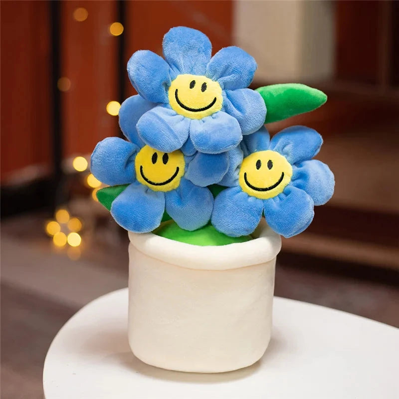 kawaiies-softtoys-plushies-kawaii-plush-Smiling Sunflower Flowerpot Plush Soft toy Dark Blue 