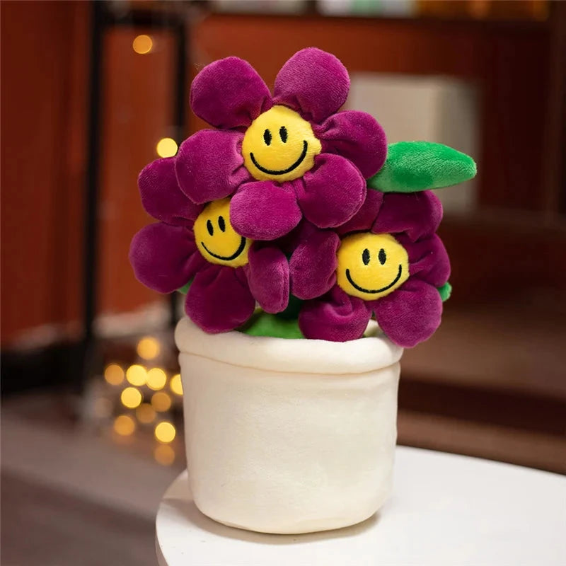 kawaiies-softtoys-plushies-kawaii-plush-Smiling Sunflower Flowerpot Plush Soft toy Dark purple 