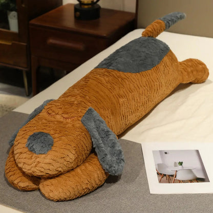 kawaiies-softtoys-plushies-kawaii-plush-Snoozie the Sleepy Puppy Hug Pillow Soft toy Brown (Close) 100cm 