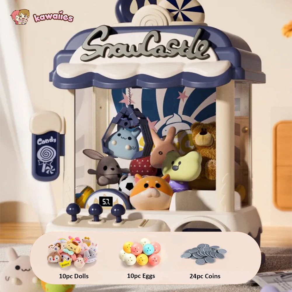 kawaiies-softtoys-plushies-kawaii-plush-Snow Castle Ice Cream Mini Claw Machine | NEW Toys Blue Claw Machine +20pc 
