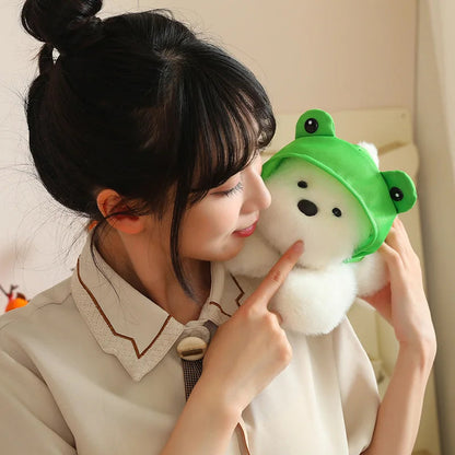 kawaiies-softtoys-plushies-kawaii-plush-Snowy the White Maltese Plushie with Frog Hat Soft toy 
