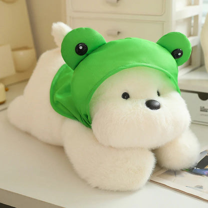 kawaiies-softtoys-plushies-kawaii-plush-Snowy the White Maltese Plushie with Frog Hat Soft toy Hat included 12in / 30cm 